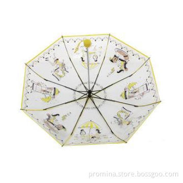 Durable Advertising Clear PVC Umbrella , 21 Inch Manual Ope
